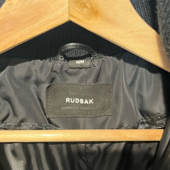 Medium black Rudsak leather puffer Jacket with fur hood. - Picture 3 of 5